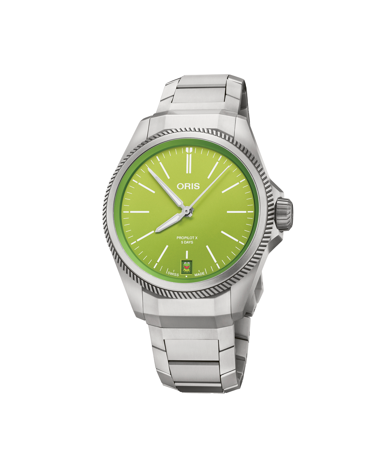 reloj oris propilot x kermit edition 01-400-7778-7157-set