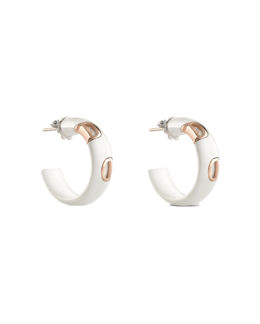 aretes damiani d. icon ceramica blanca oro rosa 20059341