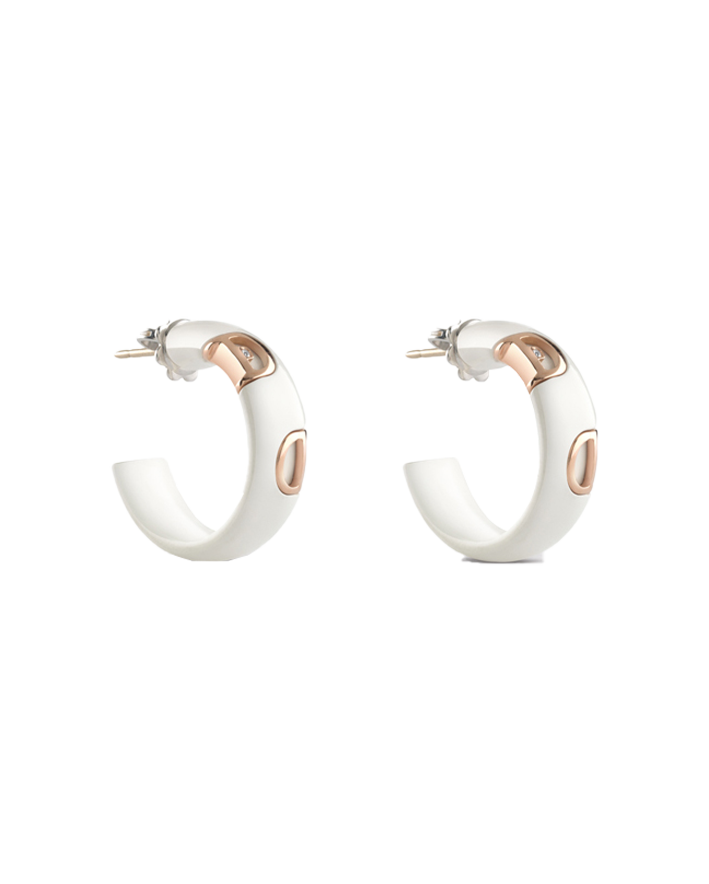 aretes damiani d. icon ceramica blanca oro rosa 20059341