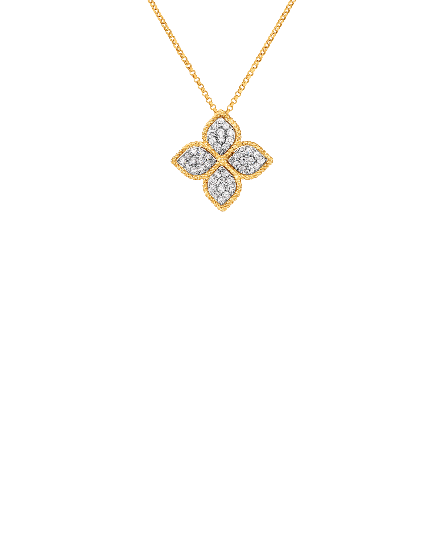 collar roberto coin princess flower en oro amarillo con diamantes 7771369ajchx