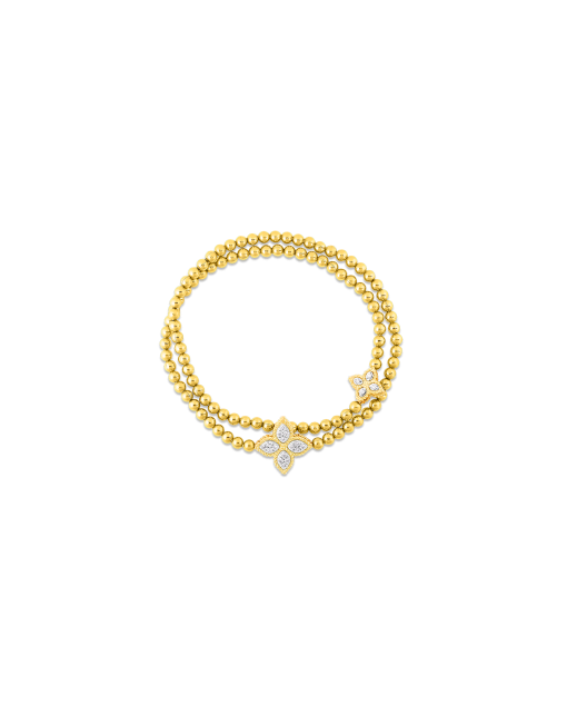 pulsera roberto coin princess flower en oro amarillo con diamantes 7773054ajlbx