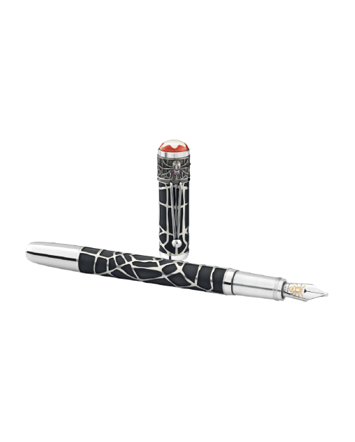 pluma fuente montblanc rouge et noir spider mb117849