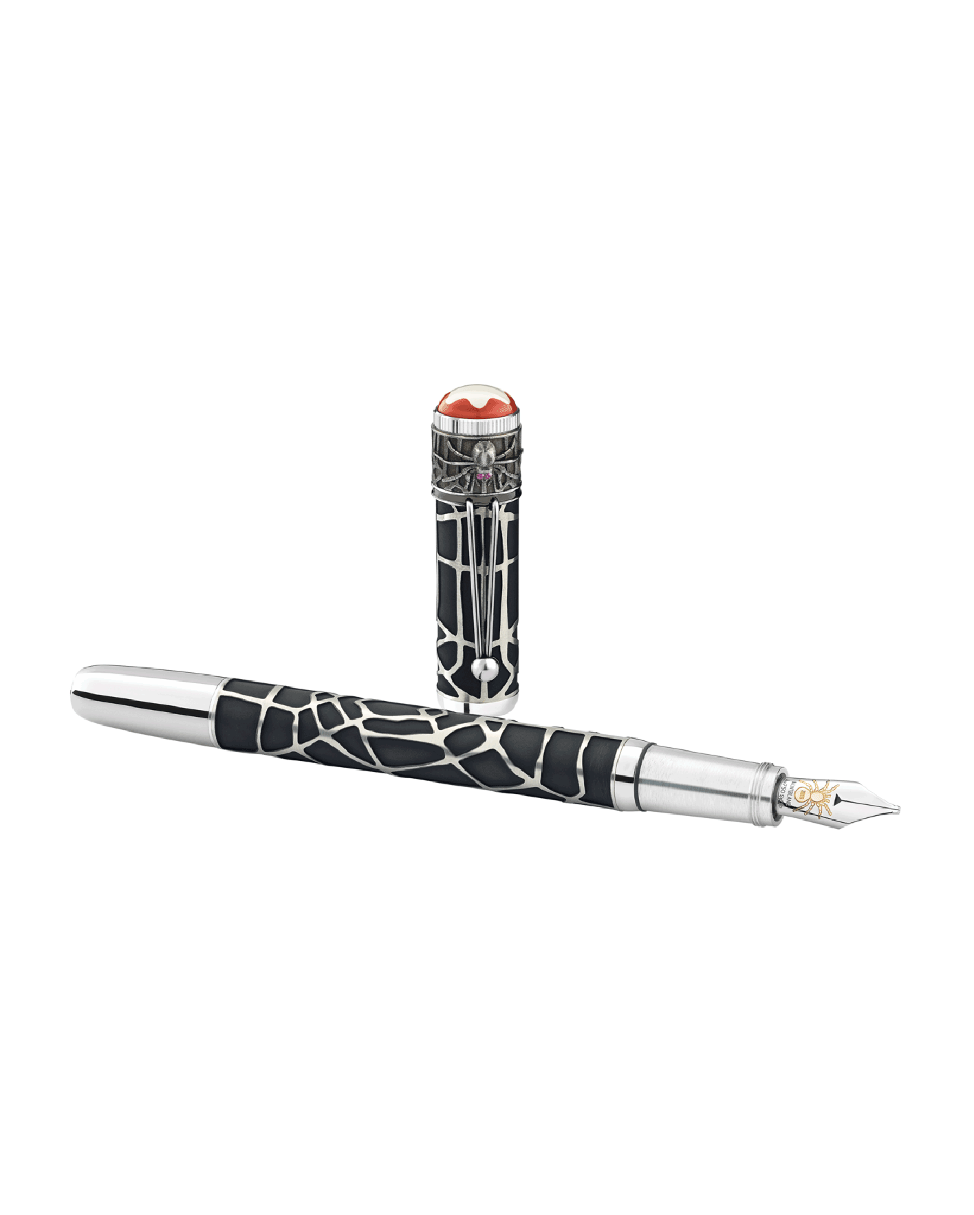 pluma fuente montblanc rouge et noir spider mb117849