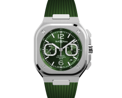 reloj bell & ross br 05 chrono green steel br05c-gn-st/srb