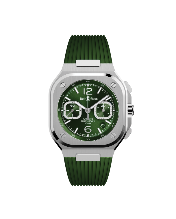 reloj bell & ross br 05 chrono green steel br05c-gn-st/srb