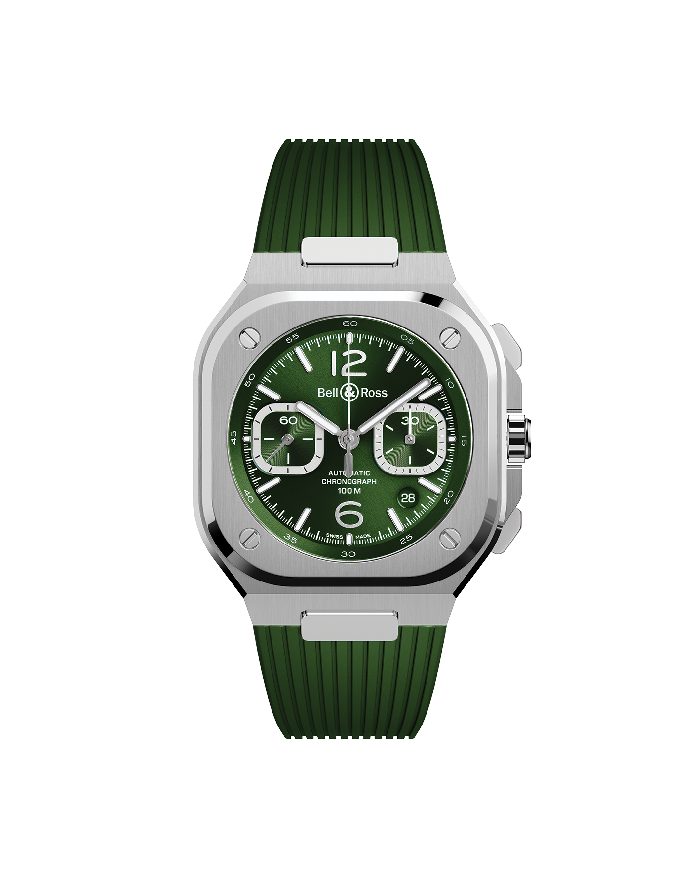 reloj bell & ross br 05 chrono green steel br05c-gn-st/srb