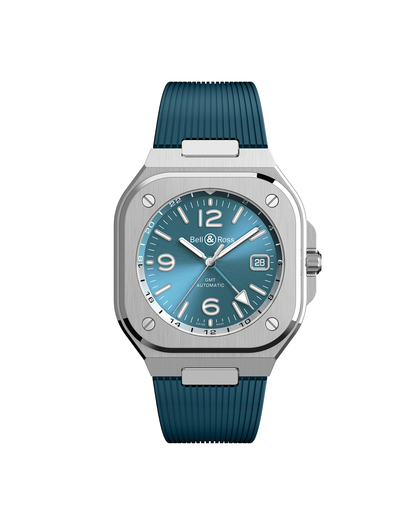 reloj bell & ross br 05 gmt sky blue br05g-pb/st