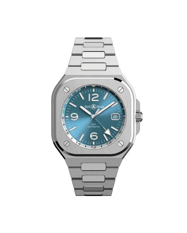 reloj bell & ross br 05 gmt sky blue br05g-pb/st