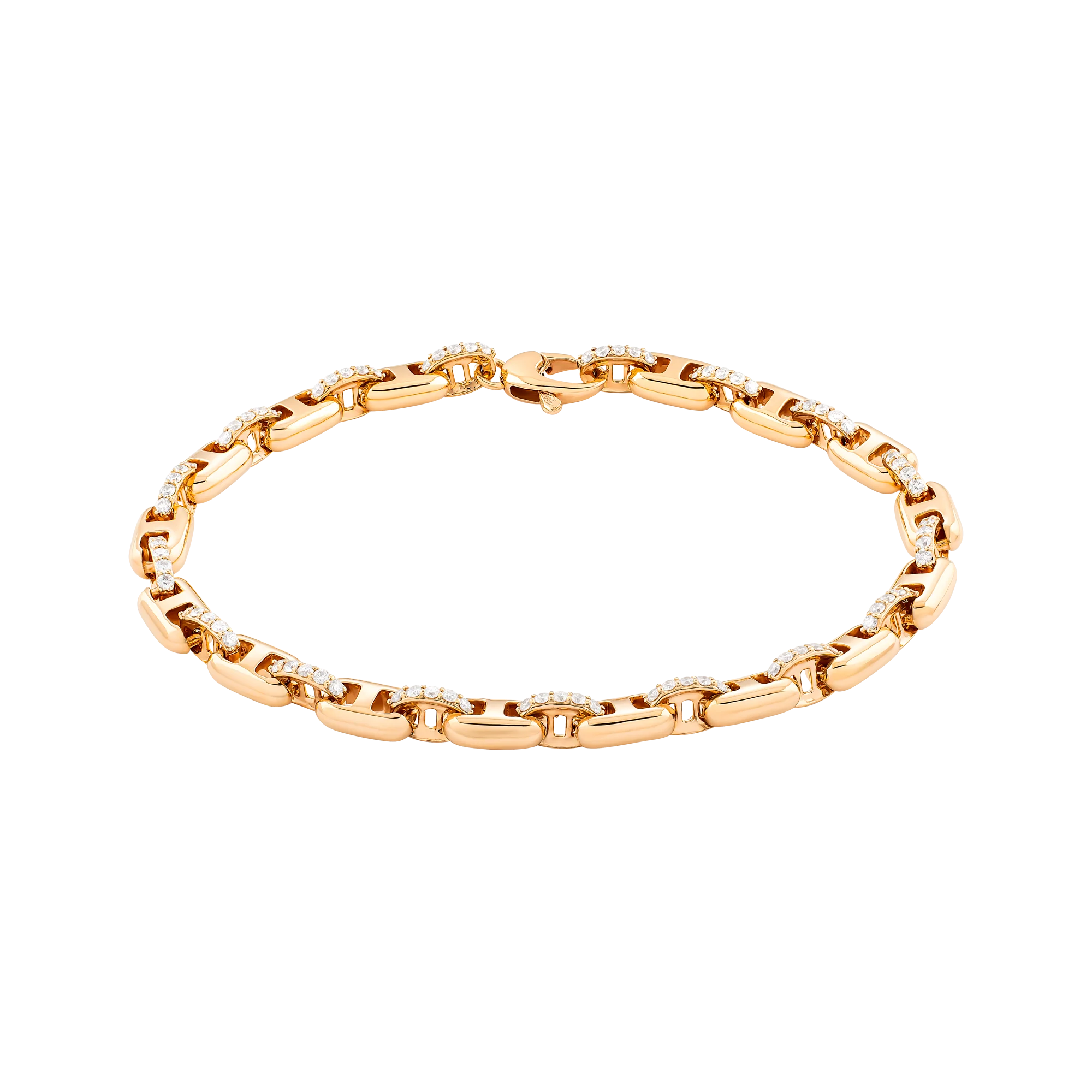 Pulsera de oro rosa con Eslabones de Diamantes