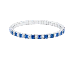 Pulsera de Oro Blanco con Zafiros y Diamantes