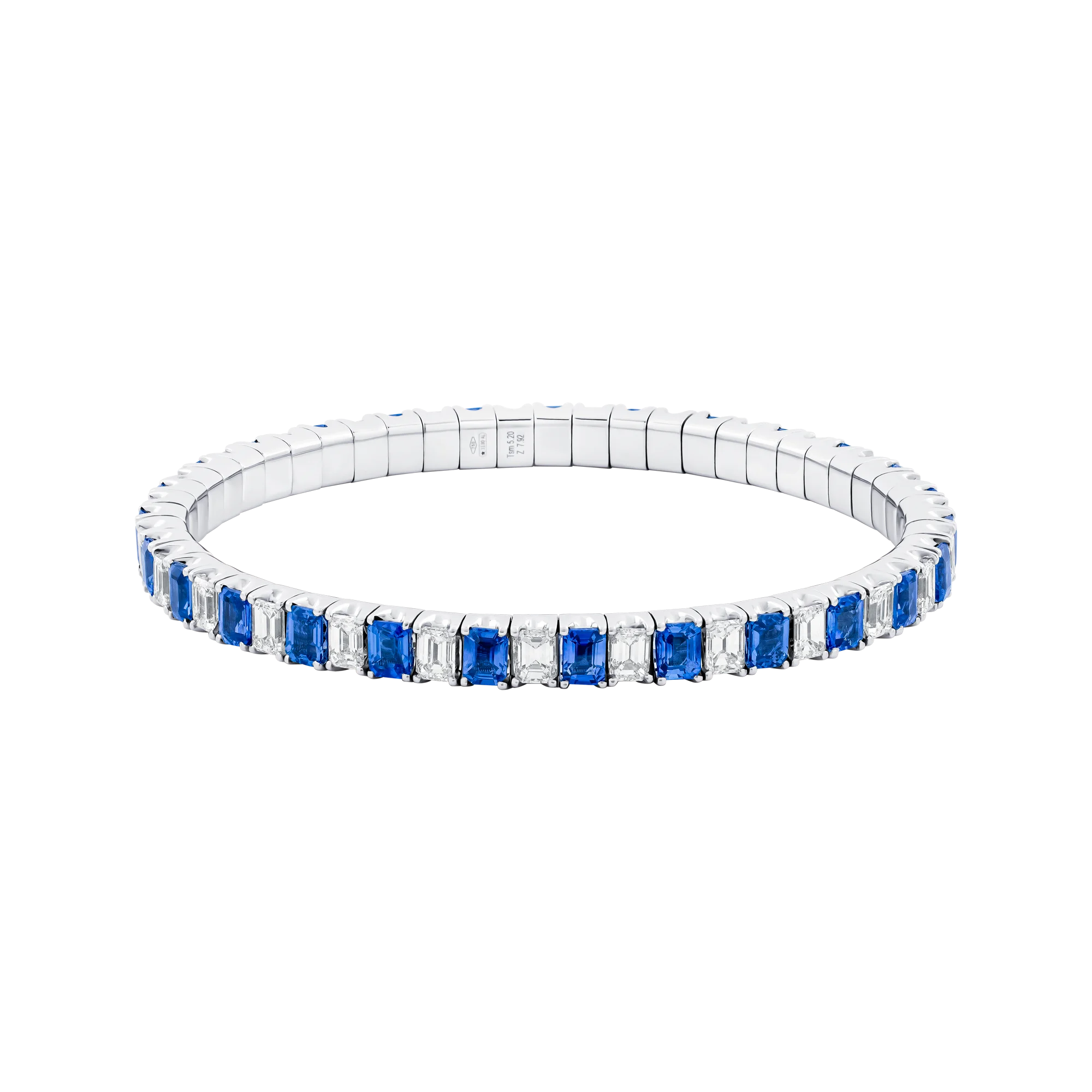 Pulsera de Oro Blanco con Zafiros y Diamantes