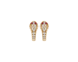 Aretes Huggies Serpent con Rubíes y Diamantes