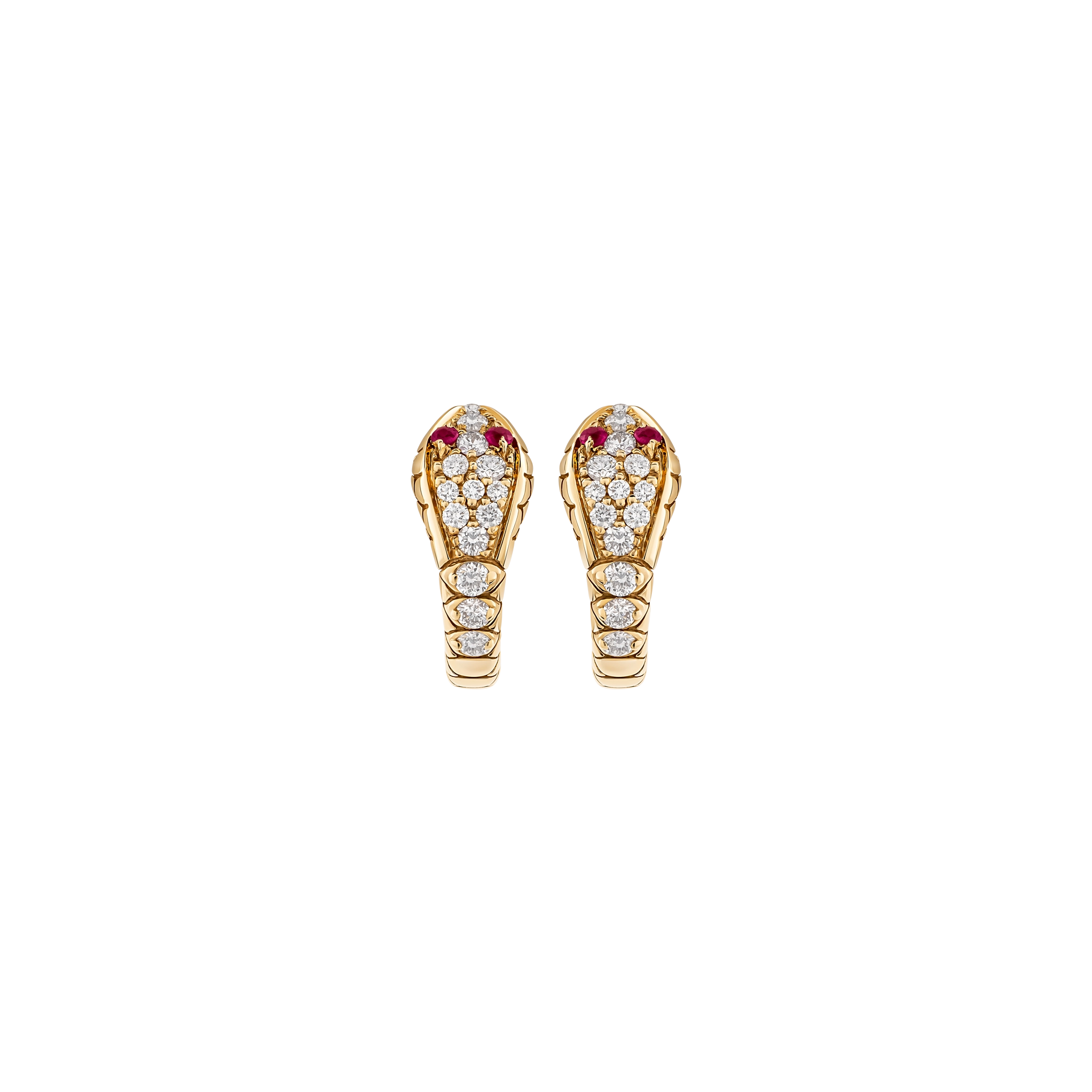 Aretes Huggies Serpent con Rubíes y Diamantes