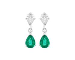 Aretes Gota de Esmeralda y Diamantes