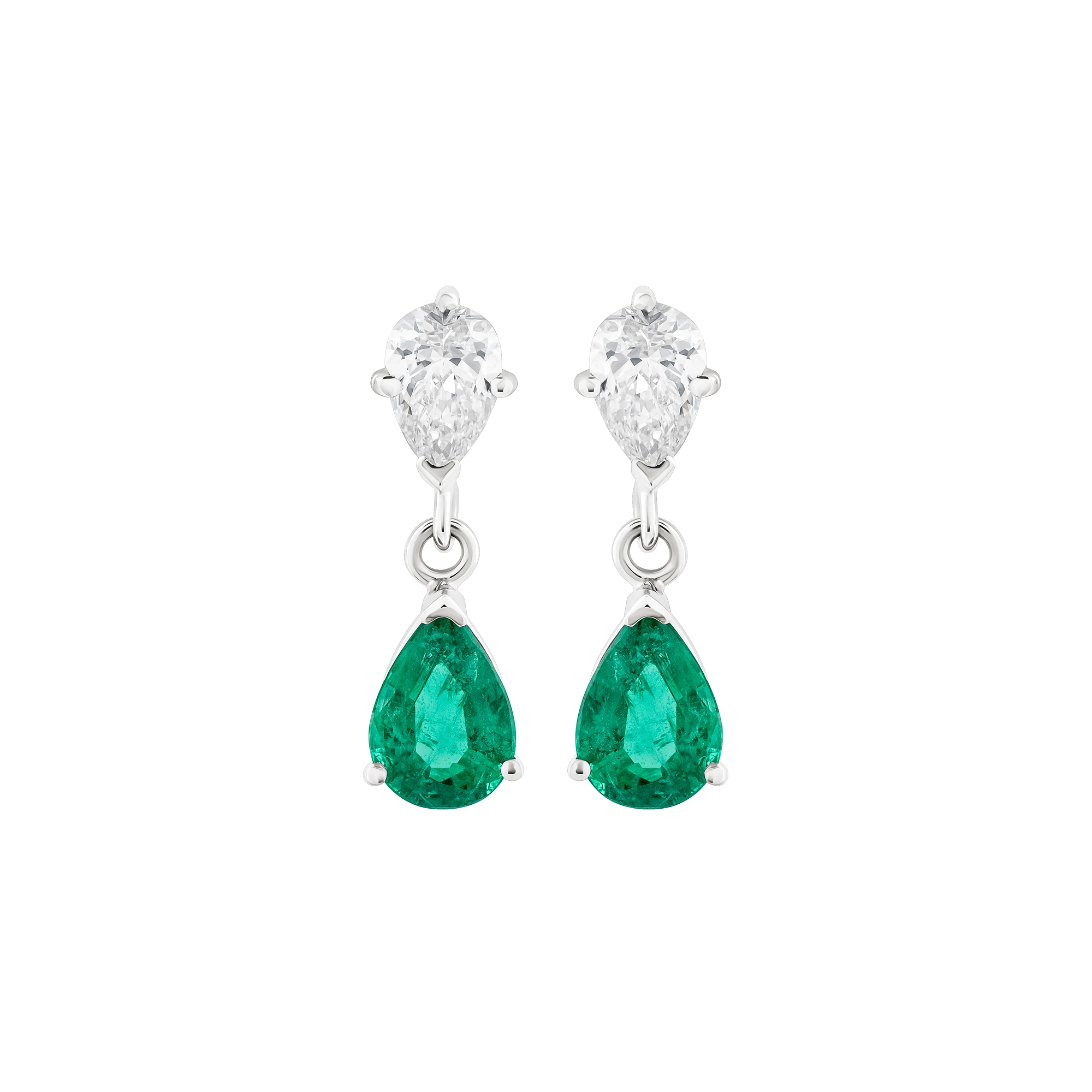 Aretes Gota de Esmeralda y Diamantes