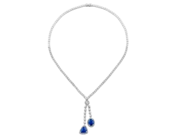 Collar de diamantes en oro blanco con zafiros azules desmontables.