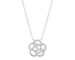 Collar en oro blanco flor con diamantes