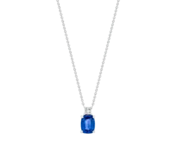 Collar de Oro Blanco con dije de Zafiro y Diamante