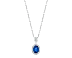 Collar de Oro Blanco con dije Zafiro y Diamantes