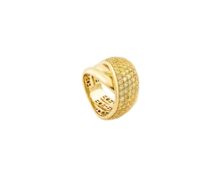Anillo en oro amarillo con diamantes amarillos pavé